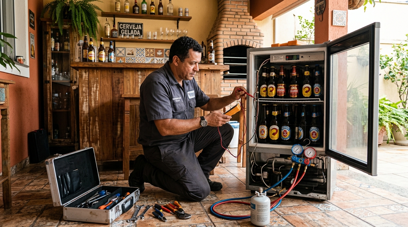 Recarga de gás refrigerante de cervejeira em Suzano‑SP