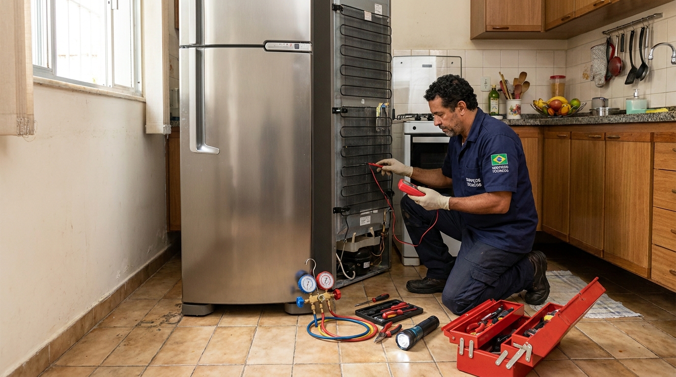 Técnico de conserto de eletrodomésticos em atendimento em Suzano‑SP